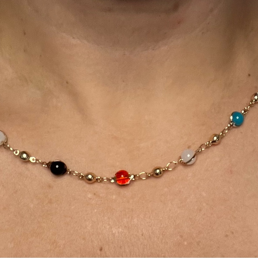 Gold beaded necklace and earrings set